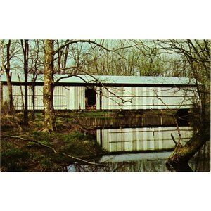 Richland County Rome Ohio Covered Bridge Postcard Travel Souvenir Vintage